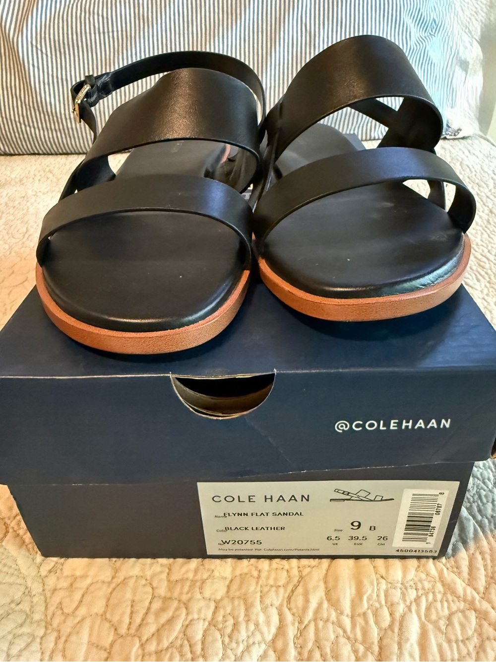 Cole Haan Black Strappy Leather Sandals